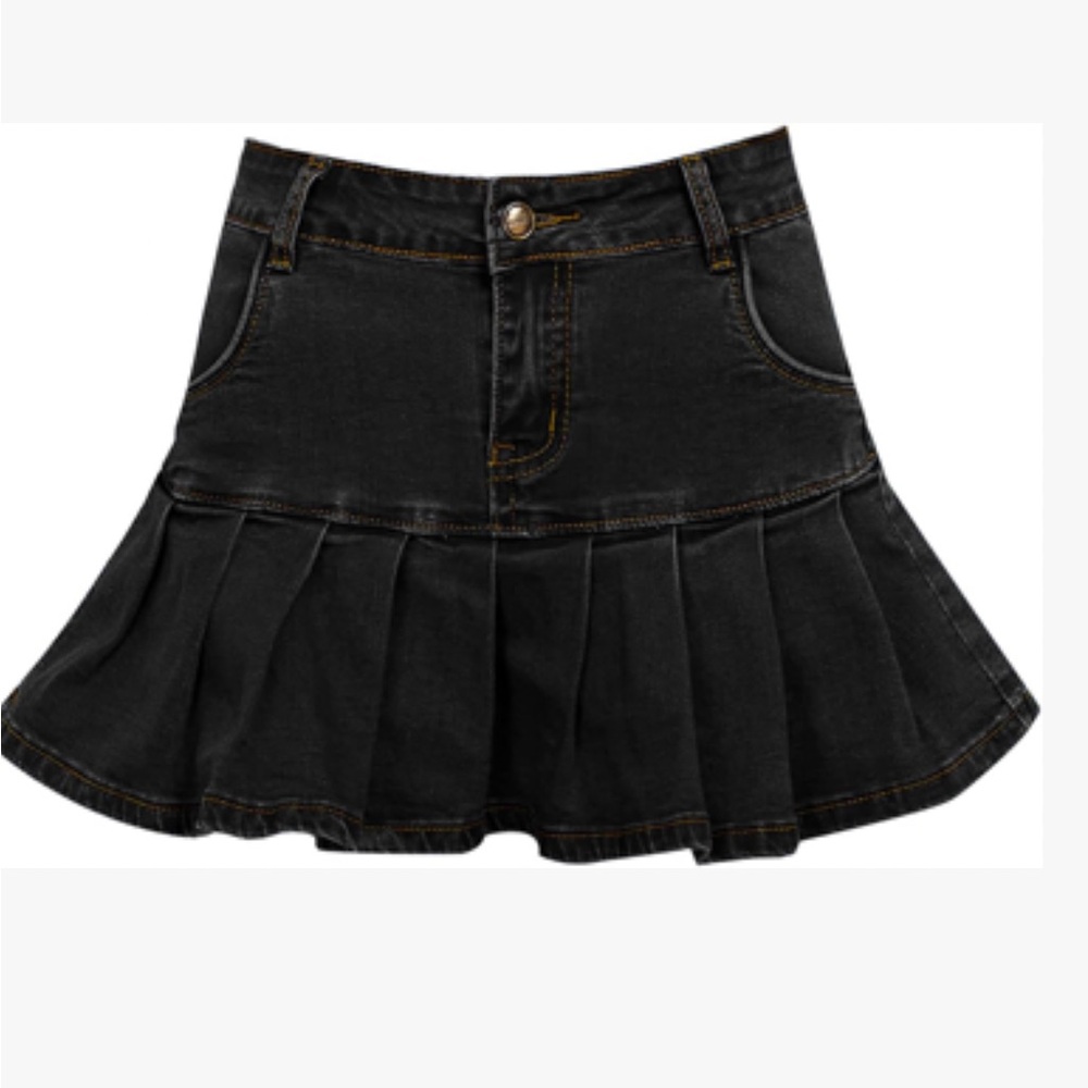 Black denim skort